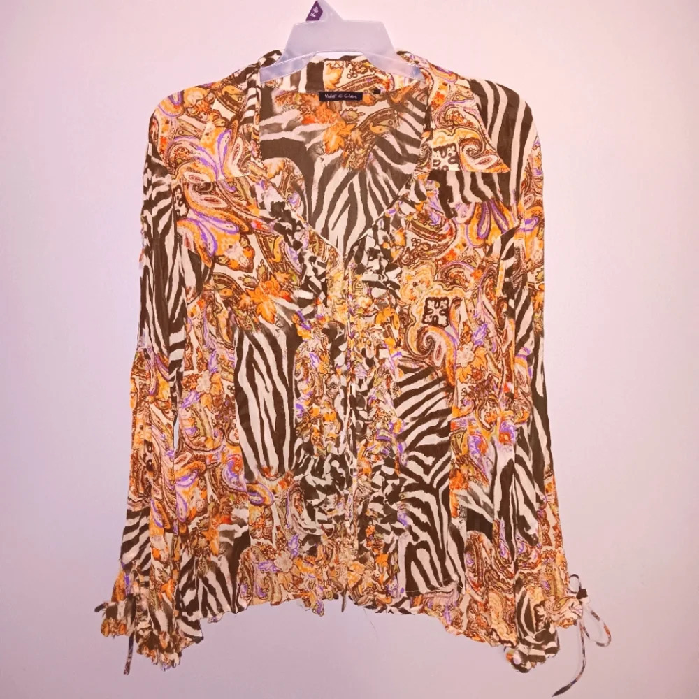 Violet and Claire women's animal prints boho blouse size 3X multicolor
